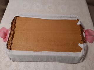 Cesta mimbre forrada rosa