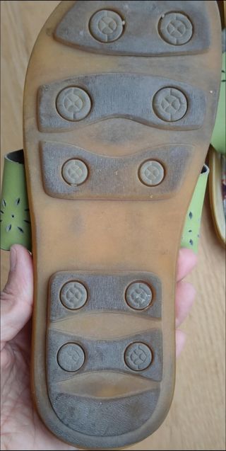 Chanclas piel verde multicolor