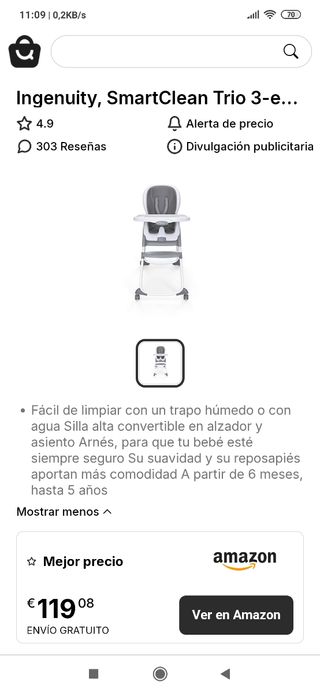 Trona Bebé 3 en 1  Muy fácil limpieza, muy cómoda.