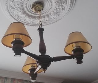 Lámpara techo 3 brazos madera
