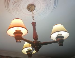 Lámpara techo 3 brazos madera