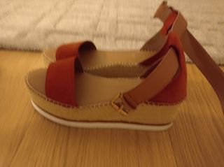 Sandalias Chloe esparto rojas - NUEVAS