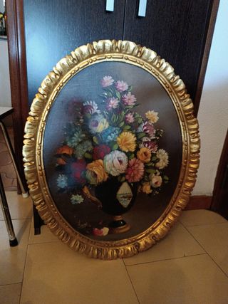 Cuadros antiguo flores - Óleo 