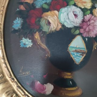 Cuadros antiguo flores - Óleo 