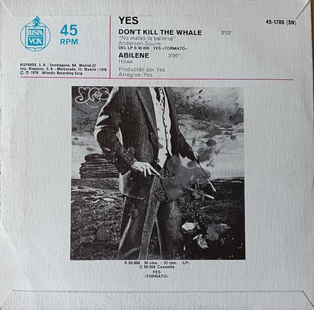Yes - Don't Kill The Whale. Single 1978