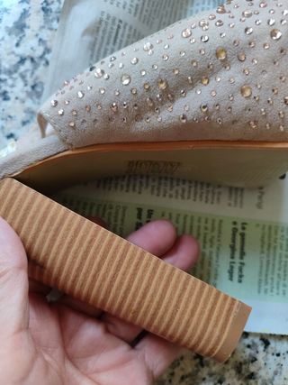 Sandali beige brillantini - tacco 14cm Nuovi n 35