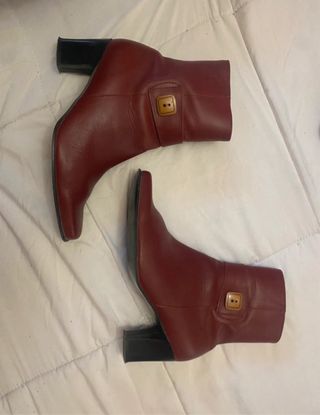 Botines rojos de tacón - Piel