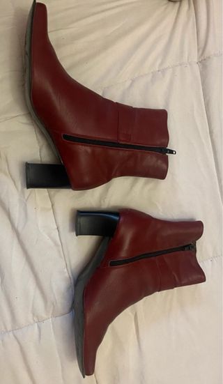 Botines rojos de tacón - Piel