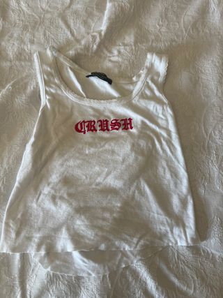 Top Bershka blanco - crop