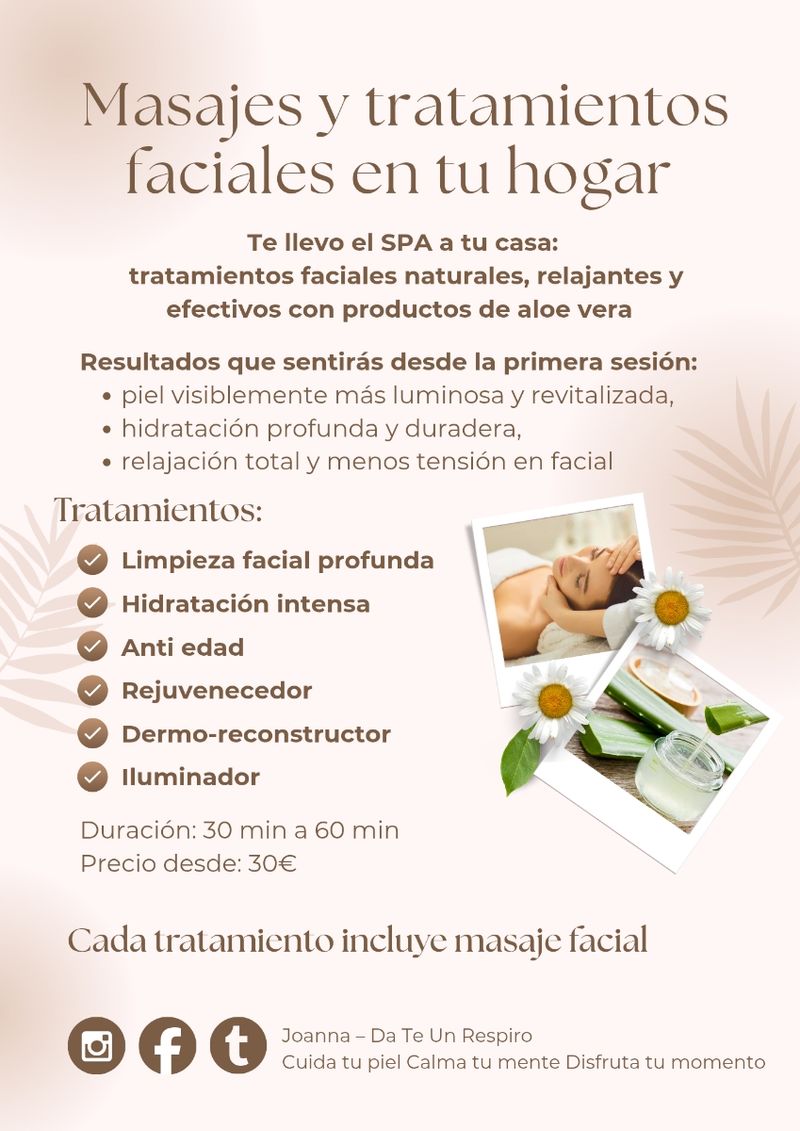 Masaje y tratamiento facial a domicilio en El Masnou en WALLAPOP