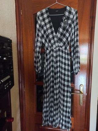 Vestido GUESS cuadros blanco-negro