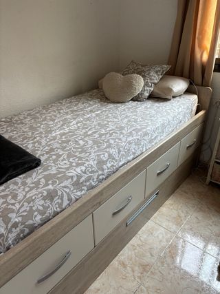 Cama nido con cajones - beige/blanca
