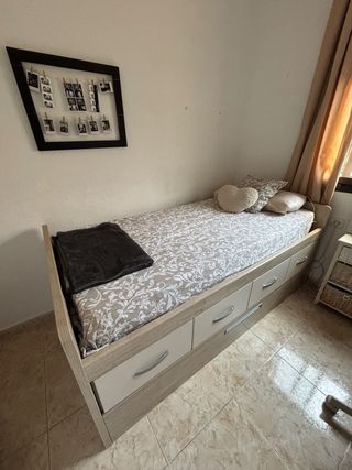 Cama nido con cajones - beige/blanca