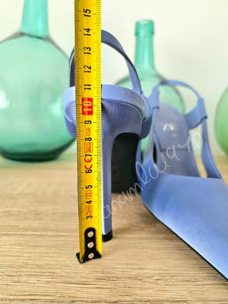 Zapato tacón destalonado azul grisaceo zara