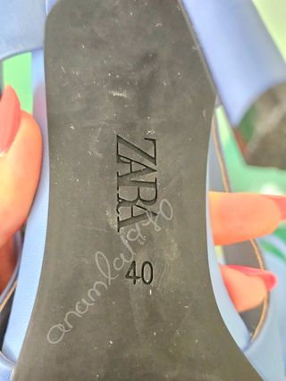 Zapato tacón destalonado azul grisaceo zara