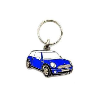 Llavero Esmaltado Mini (Bmw) Azul Techo Blanco