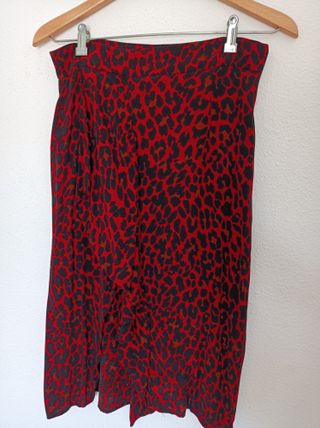 Falda midi Zara - leopardo rojo