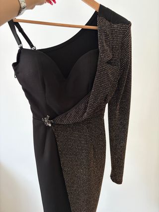 Vestido Fiesta Negro y Dorado