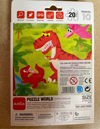 3 Puzzles de dinosaurios 20 piezas