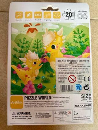 3 Puzzles de dinosaurios 20 piezas