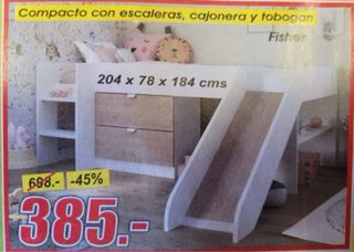 Cama con tobogán infantil