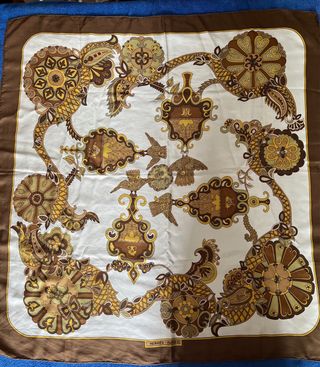 Foulard Hermès vintage marrone e bianco
