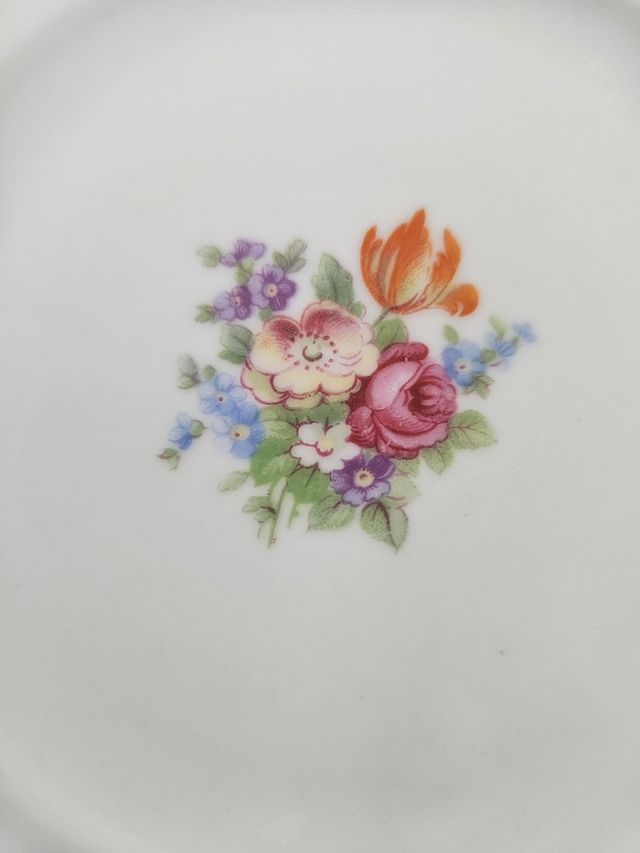 6 Piattini Porcellana Bavaria - Fiorati