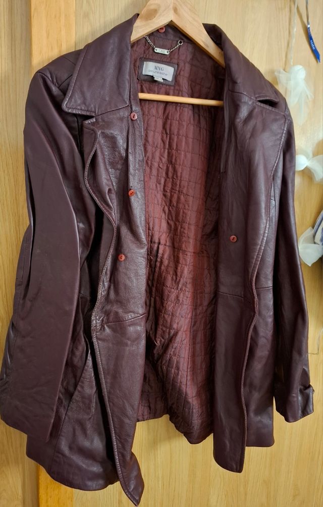 Chaqueta Mango cuero burdeos talla L