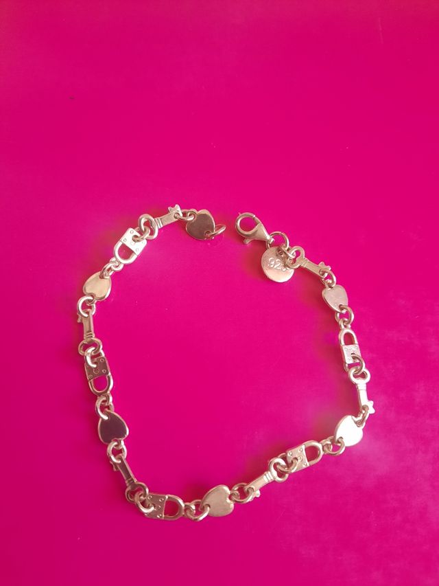 Pulsera plata corazones y candados