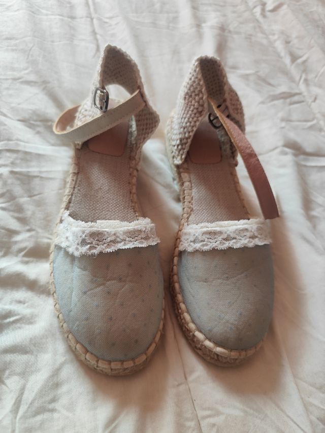 Alpargatas esparto beige-azul