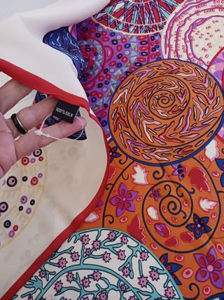 Enorme pañuelo seda estampado Japón 