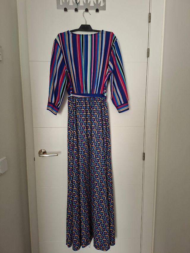 Vestido largo multicolor rayas