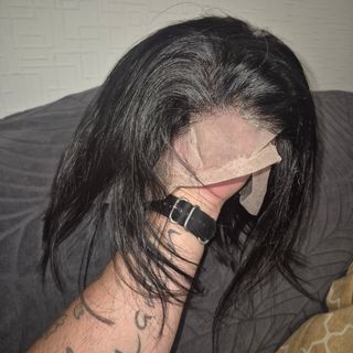 Peluca negra pelo natural