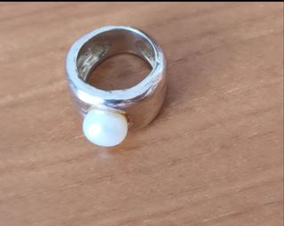 Anillo Tous perla plata