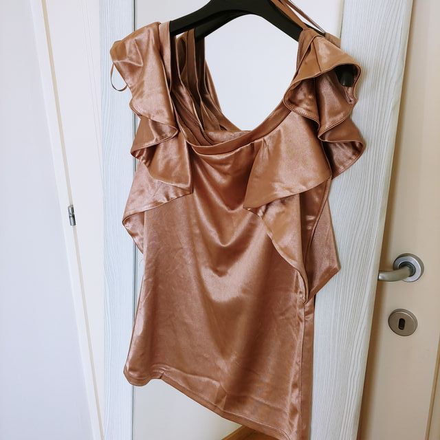 Top raso beige-oro - Tg L