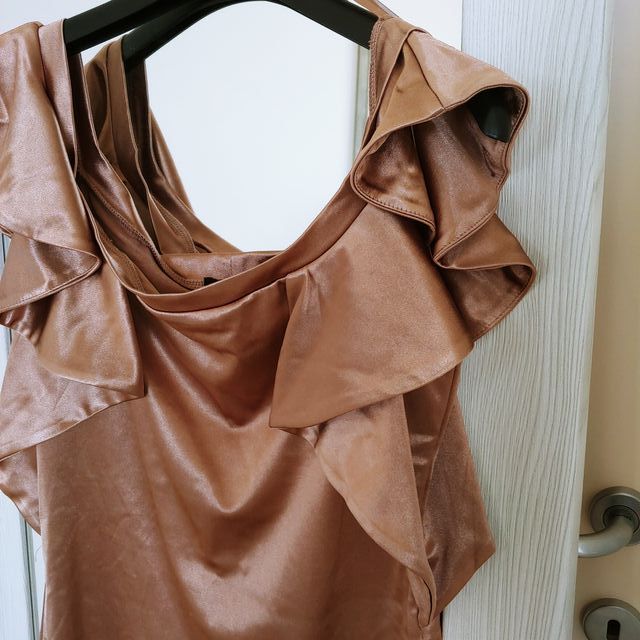 Top raso beige-oro - Tg L