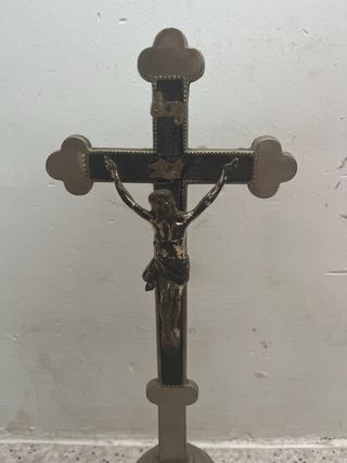 Cruz de altar + 2 candelabros