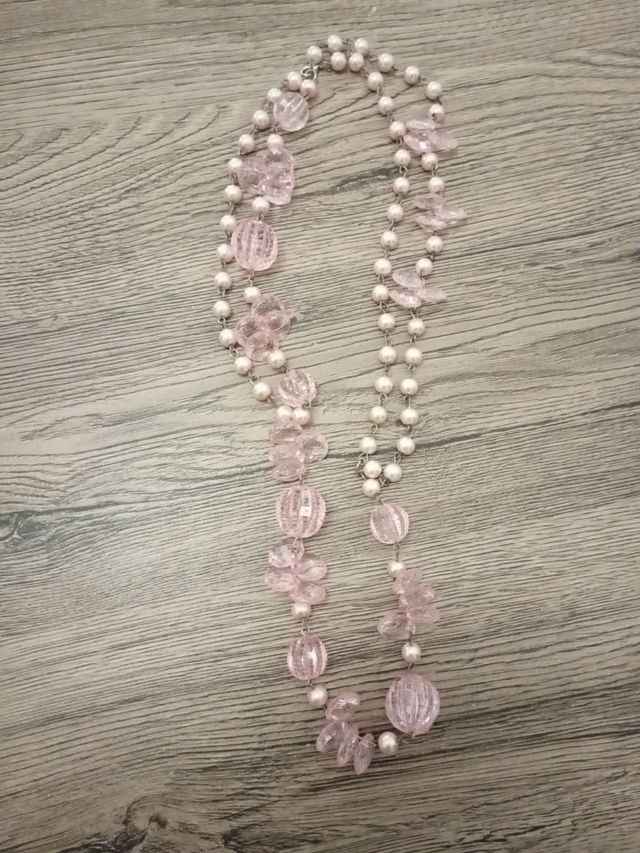 Collana perle rosa e cristalli