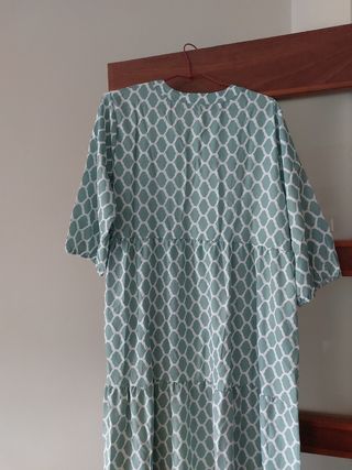 Vestido largo verde y blanco