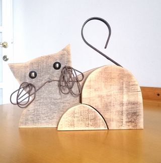 Gatto legno vintage