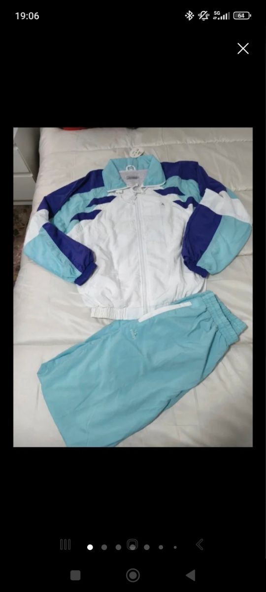 Chándal vintage unisex blanco-azul