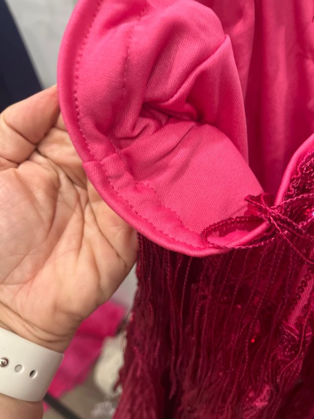 Vestido flecos lentejuelas rosa