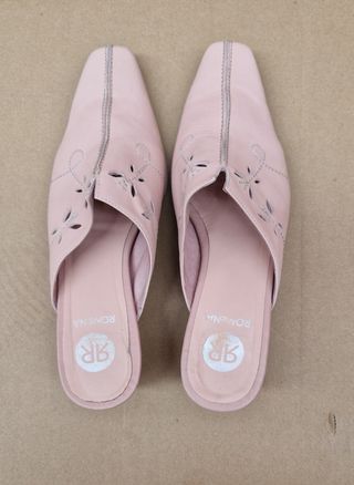 Zuecos rosa Romena, tacón bajo, talla 36