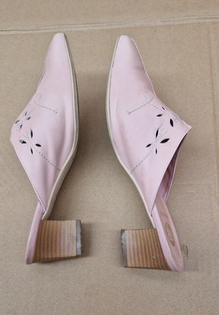 Zuecos rosa Romena, tacón bajo, talla 36