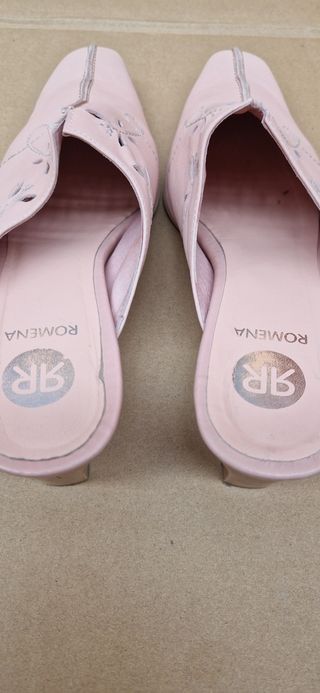 Zuecos rosa Romena, tacón bajo, talla 36
