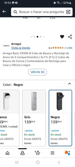 Arreguí - Cubo basura reciclaje 3 cubos