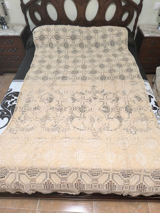 Colcha ganchillo algodón beige
