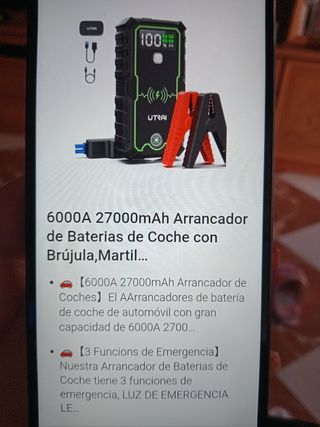 Arrancador Coche 6000A 27000mAh