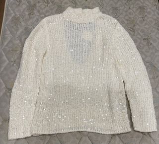 Jersey Zara lentejuelas blanco