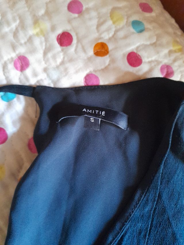 Vestido largo estampado azul y naranja